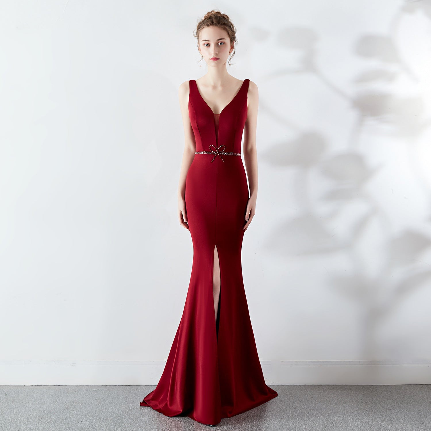 Ladies Summer Sexy V Neck Mermaid Evening Dress 8