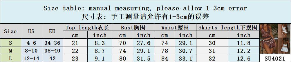 Sexy Halter Neck Deep V-neck Short Lace Top Slit Short Skirt Two-piece Set 13