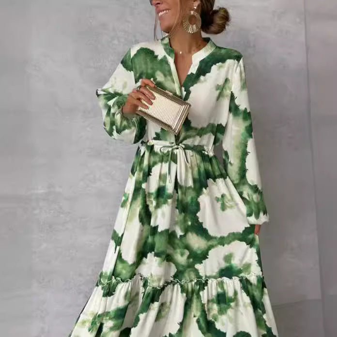 Women long sleeve printed dress 5