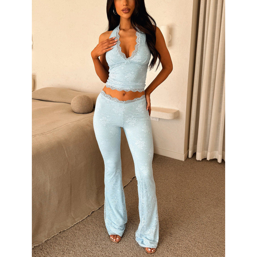 Women's Sexy Halter Lace Sportswear Set 8