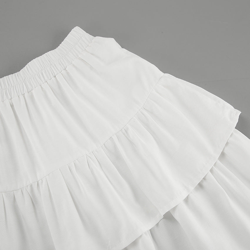 Chiffon White High-Waist A-Line Pleated Casual Skirt Autumn Fashion Short Skirt 14