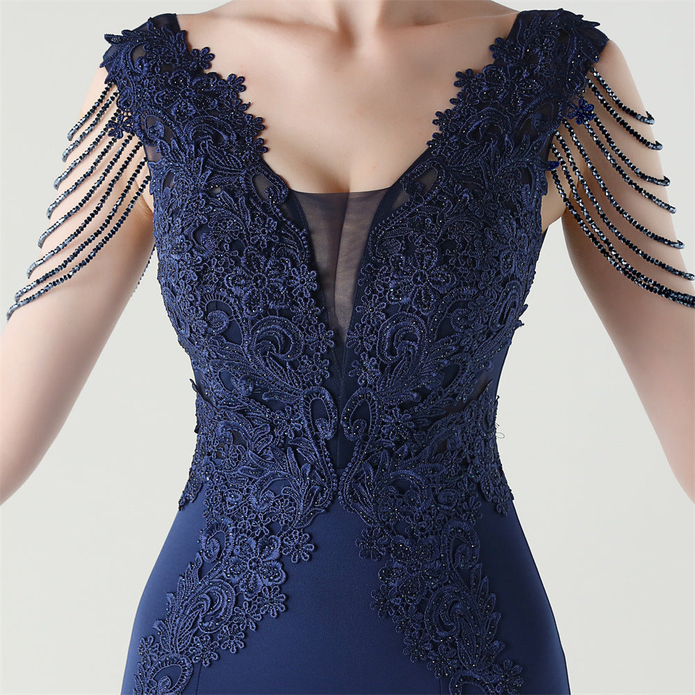 Women lace Beaded Lace-Up Formal Party evening dress 22