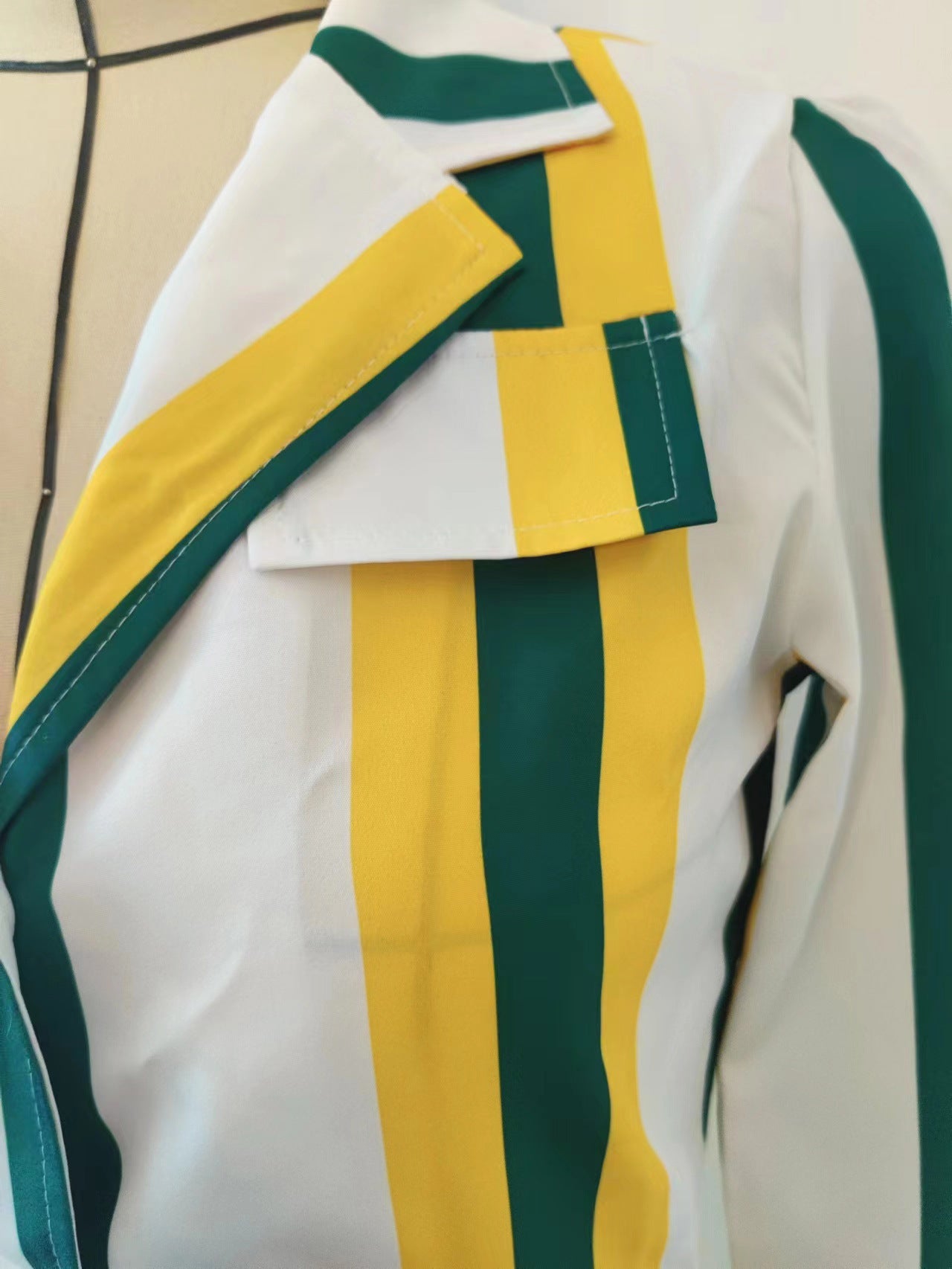 Women's Striped Digital Print Lace-Up Short Turndown Collar Shirt Shorts Two-Piece Set 9