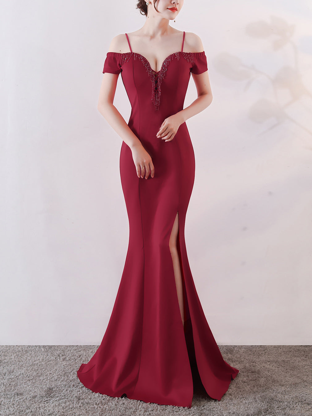 Long length body-fitting bridesmaid evening dress evening party Formal Party host performance annual meeting dress 8