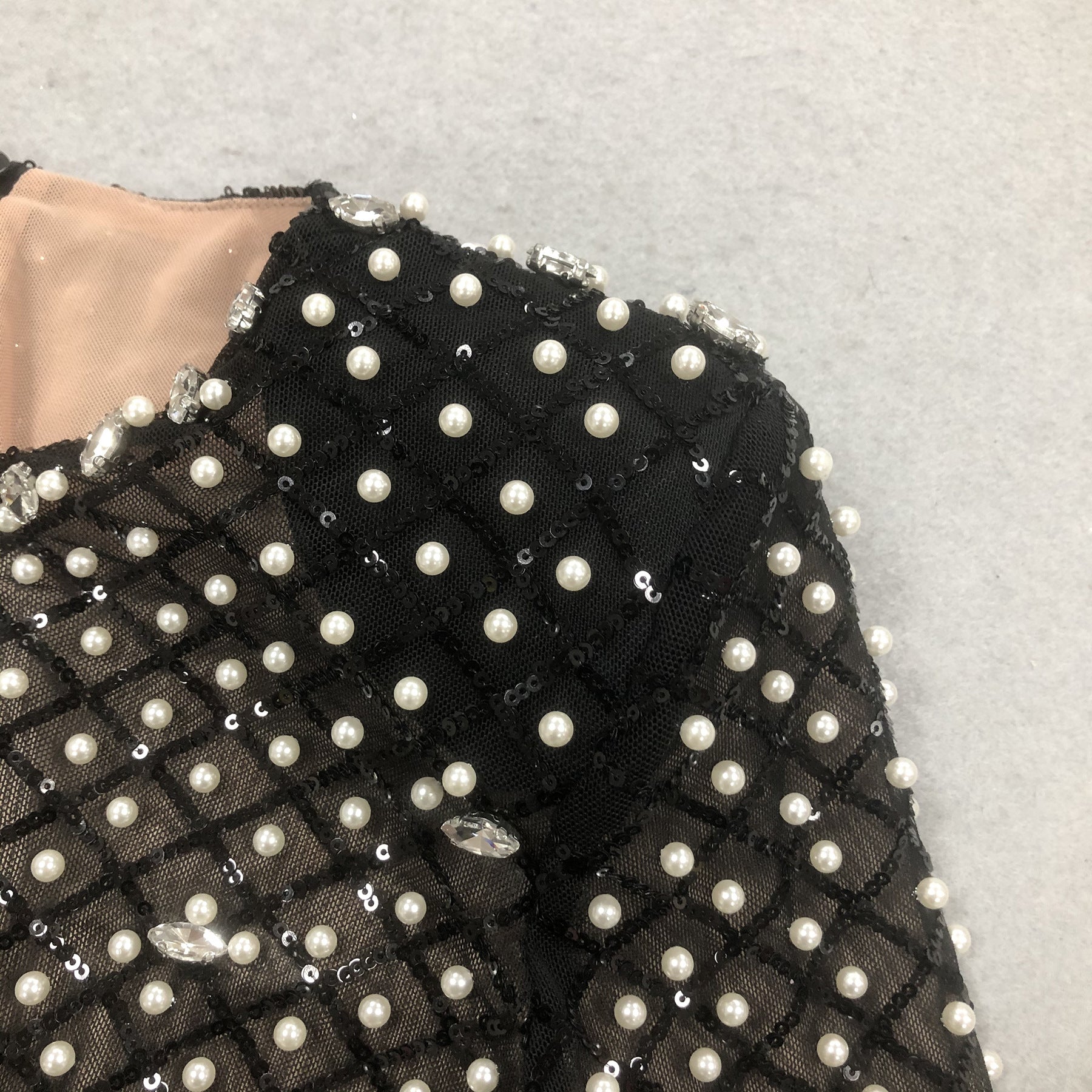 Women long-sleeved beaded rhinestone V Neck party bandage dress 18