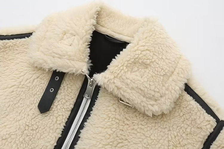 Women autumn and winter lamb wool coat 5