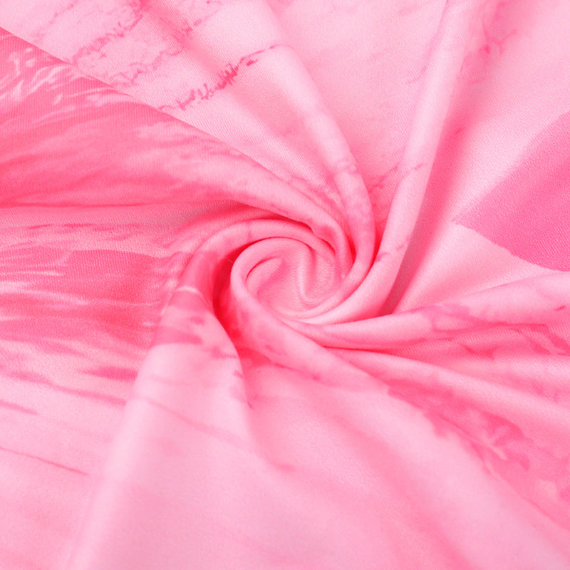 Women Summer Printed Square Neck Strap Bodycon Dress 14