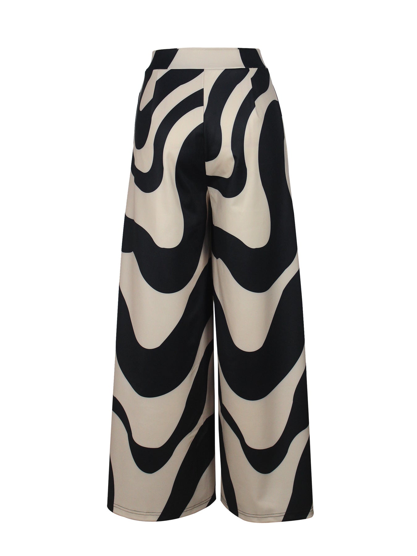 Spring and Autumn Women's Fashionable Loose High Waisted Wide Leg Pants Printed Straight Casual trousers 12