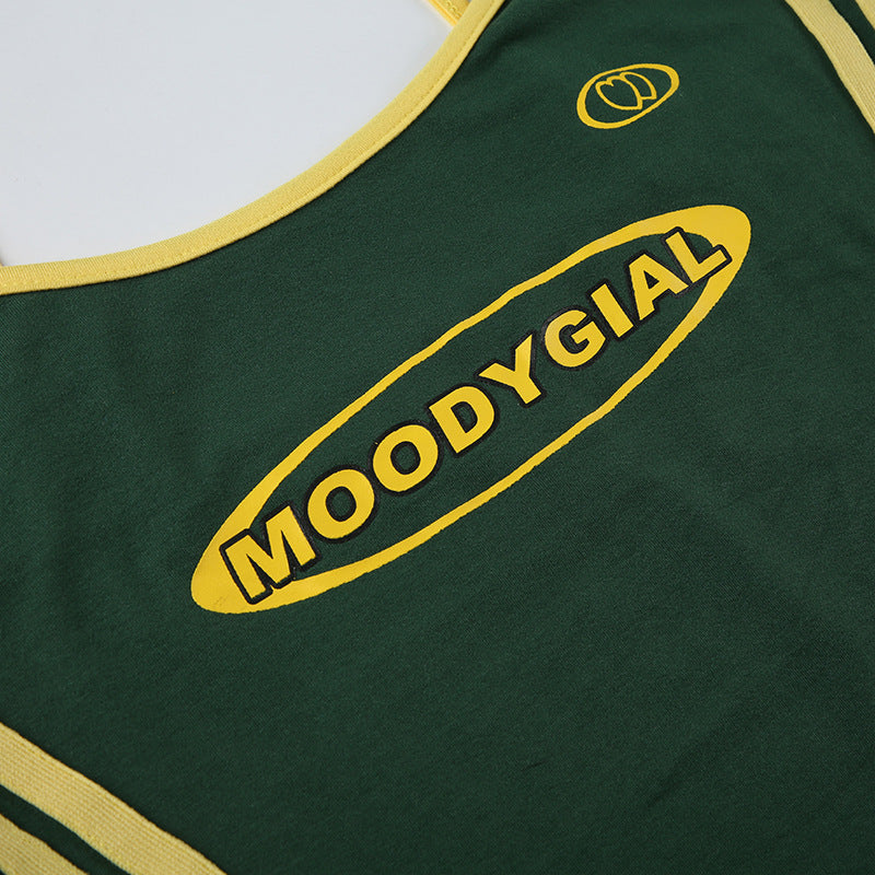 Women Summer American Sports Casual Digital Stripe Contrast Dress 17