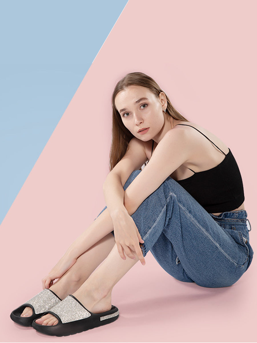 Women's Shoes Diamond Thin Flash Thick Bottom Slippers Sandals Slides Slipper 3