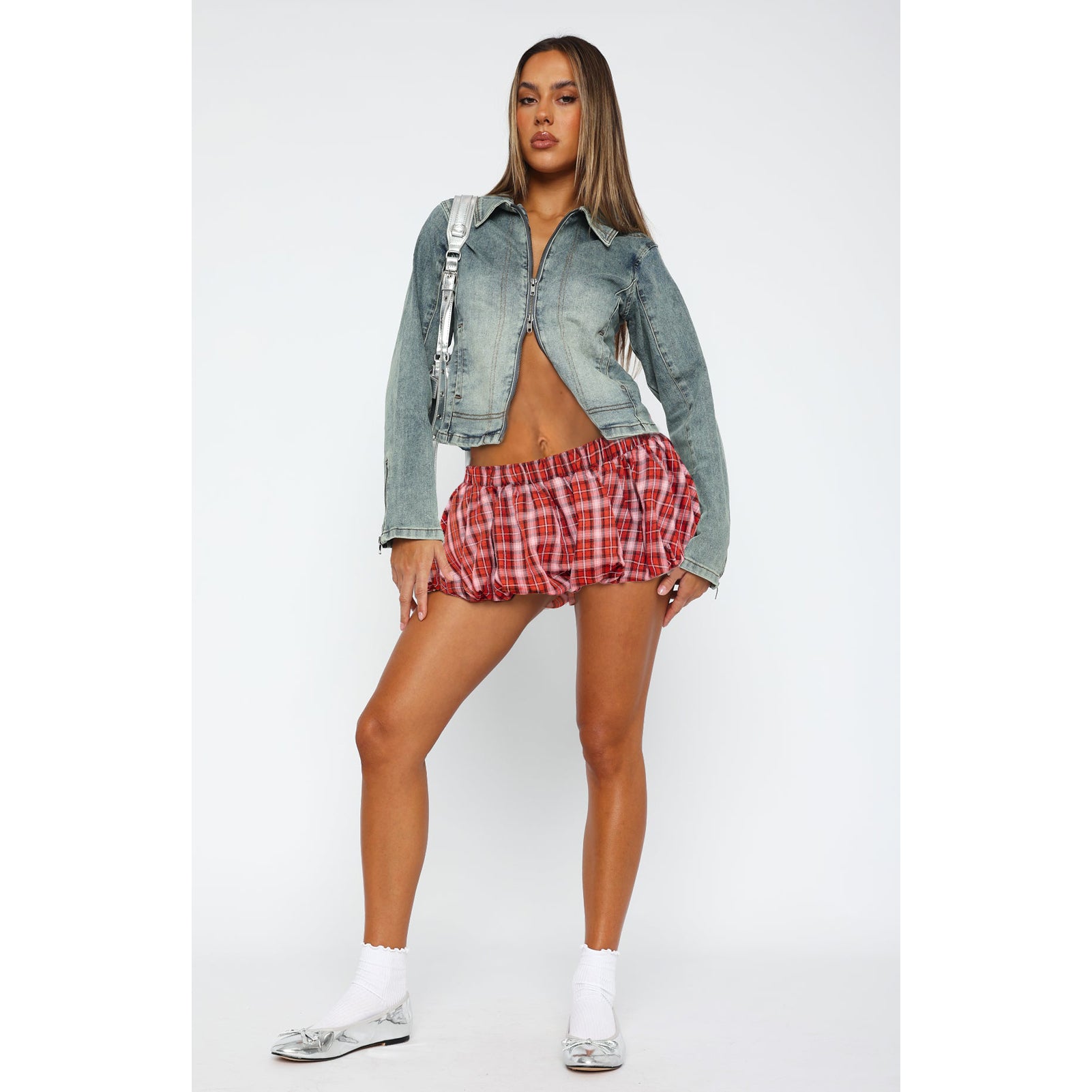Women plaid mini pants skirt 29