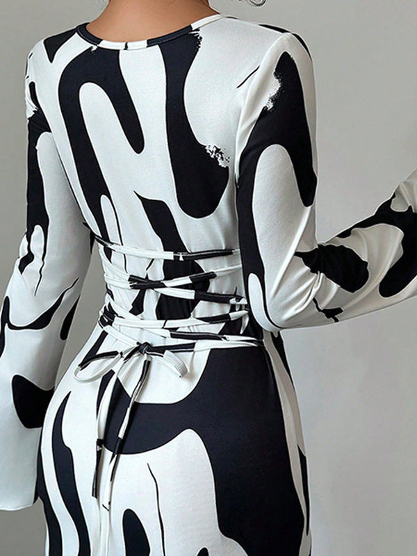 Elegant Floral Bell Sleeve Maxi Dress Womenƒ??s Chic Fall Winter Dress 6