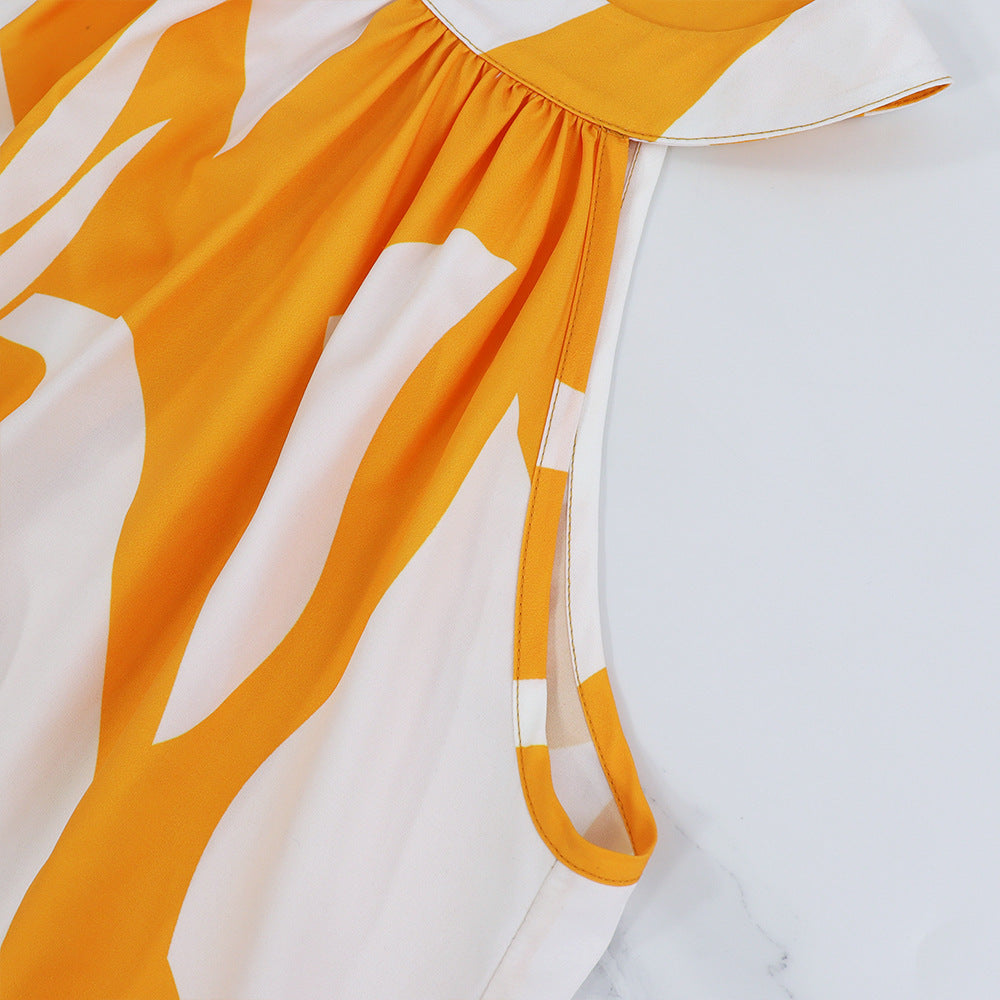 Women Print Halter Neck Summer Elegant Dress 7