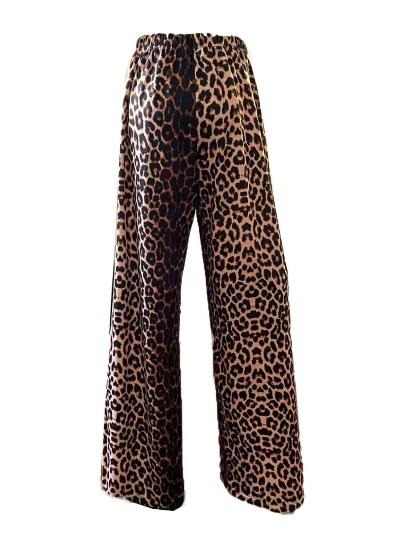 Women Leopard Print Casual Wide-Leg Pants 6