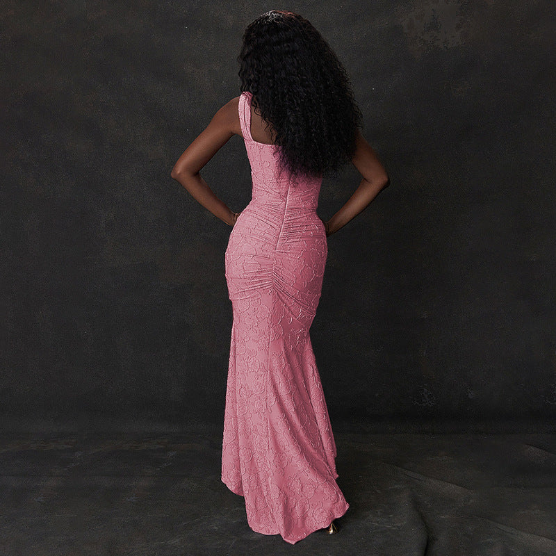 Women Autumn Sexy Off Shoulder Strapless Bodycon Fishtail Maxi Dress 5