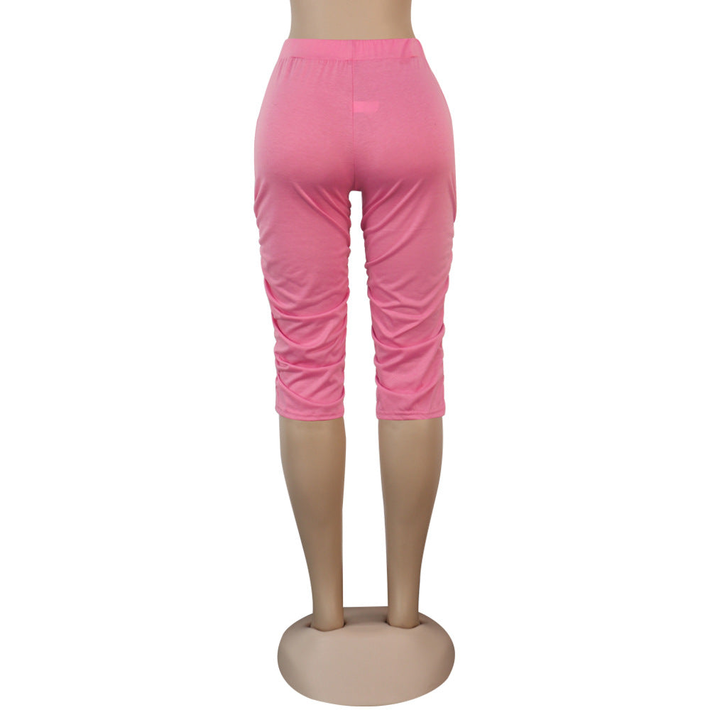 Women's Pockets Ruched Slim Fit Midi Pants 13