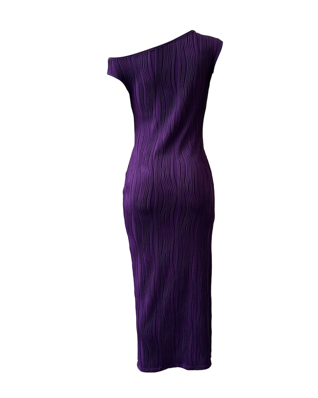 Fashion Ripple Slash Shoulder Slim Long Dress 31