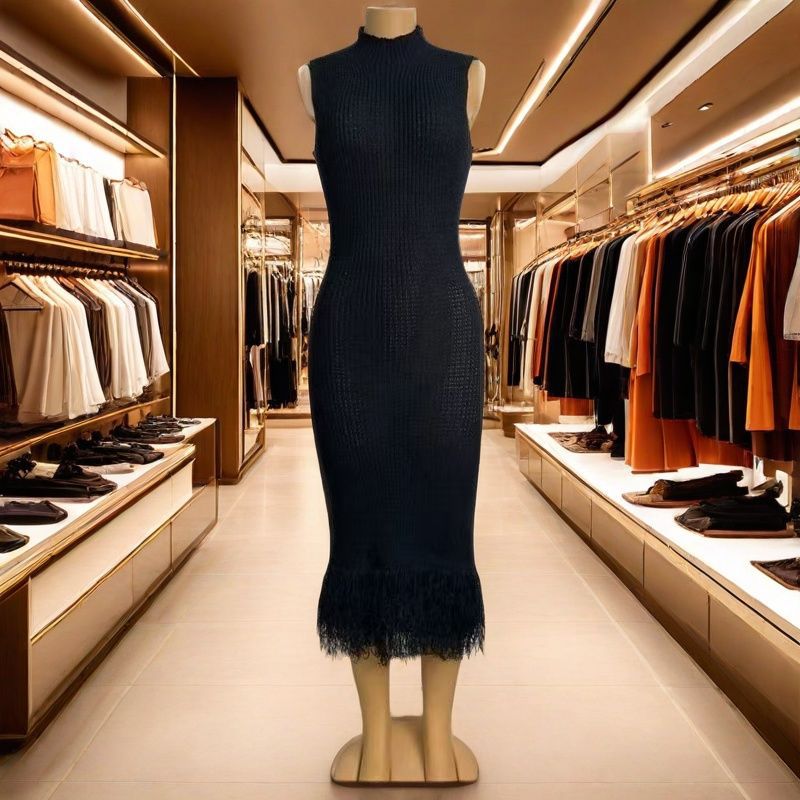 Spring Sexy Halter Low Back Knitting Long Dress 3