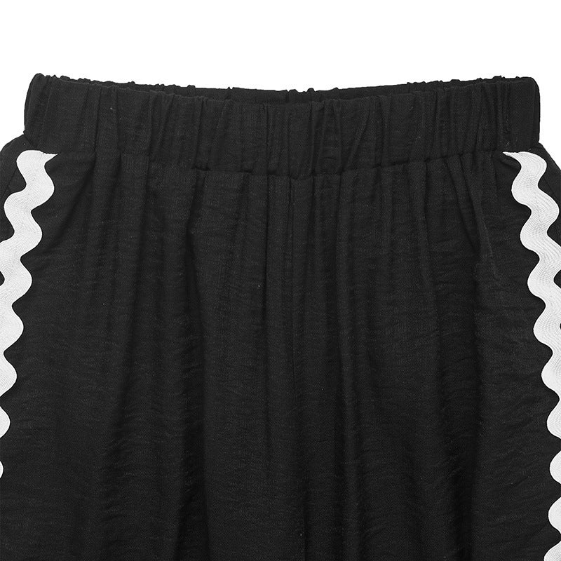 Women Summer Career Contrast Lace Patchwork Sleeveless Top and Pants Two-Piece Set 8