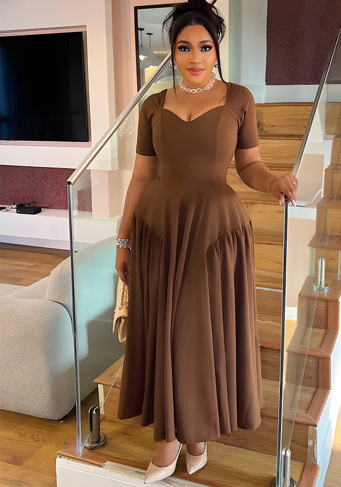 Women Patchwork Pleated Dress