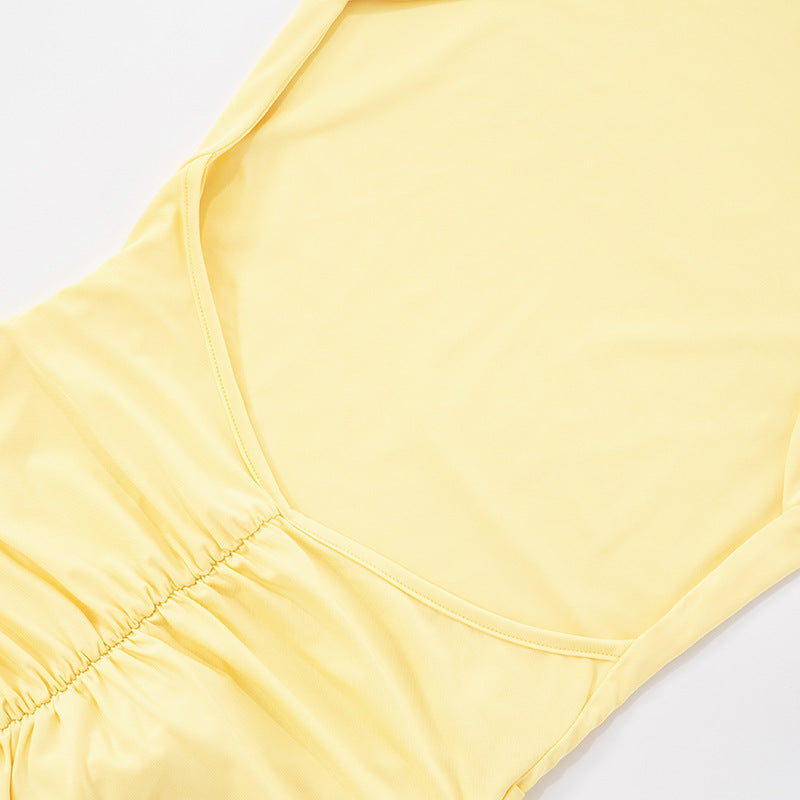 Autumn Fashion Solid Color Chic Slim Ribbon Low Back Women's Sexy Bodycon Dress 17