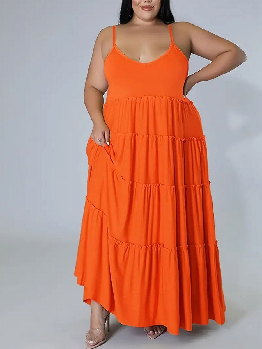 Plus Size Women Casual Summer Suspender Dress 7