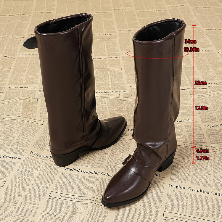 Women autumn and winter long pointed-toe block-heeled fashion boots 13