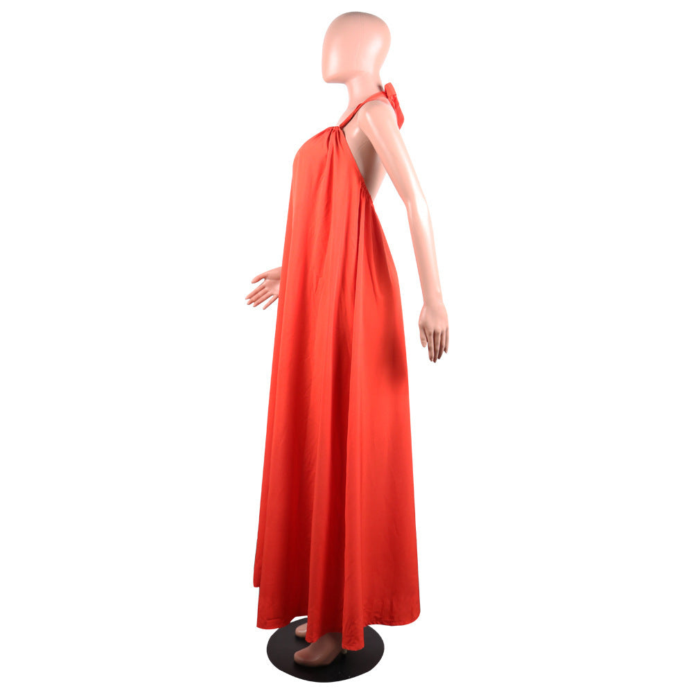 Women's Sling Loose Halter Print Boho Maxi Dress 18