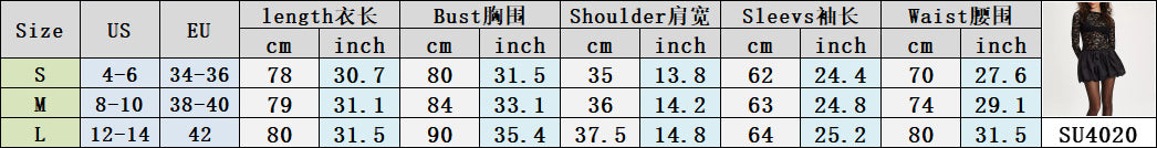 Women Lace Long Sleeve Round Neck Patchwork Puffy Dress 7