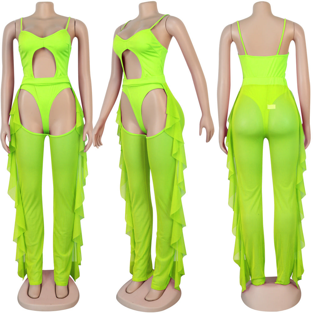 Women Sexy Solid Mesh Swimwear Two-piece Set 18