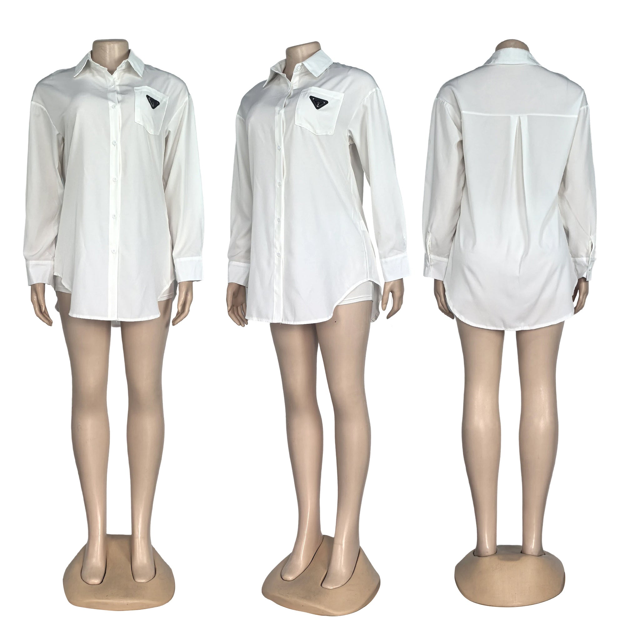 Women solid long-sleeved casual shirt with pockets 7