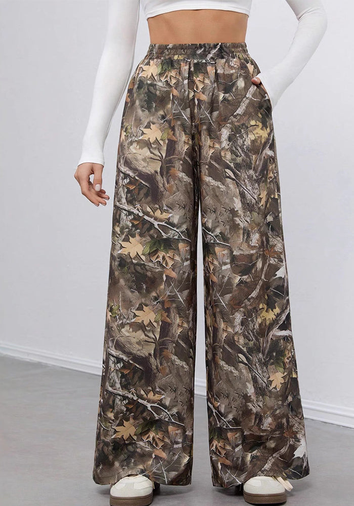 Women casual printed wide leg pants