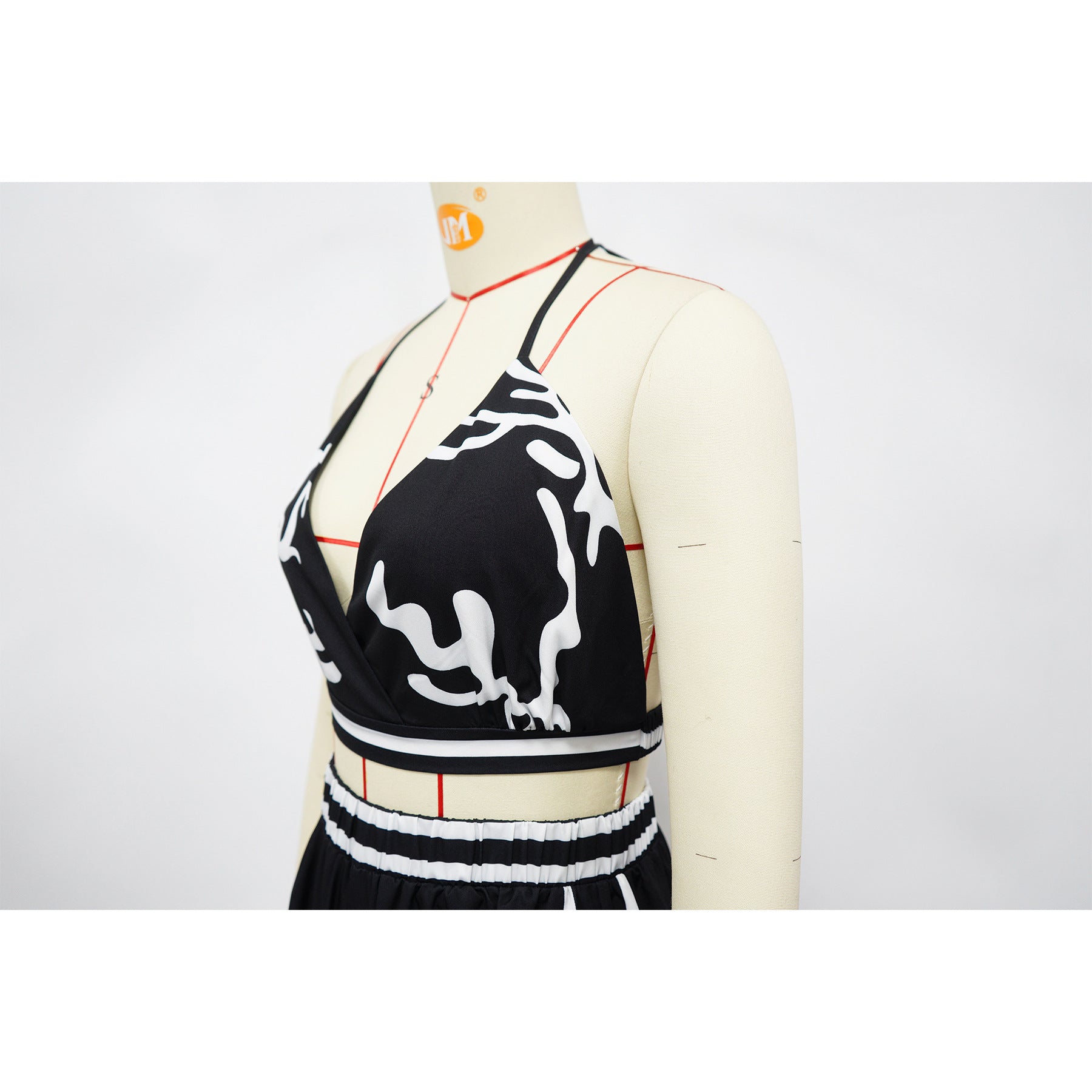 Summer Sexy Print Halter V Neck Vest Wide Leg Pants Two Piece Set 11