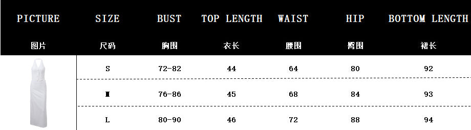 Women sexy V-neck Halter Neck Top and slit skirt two-piece set 7