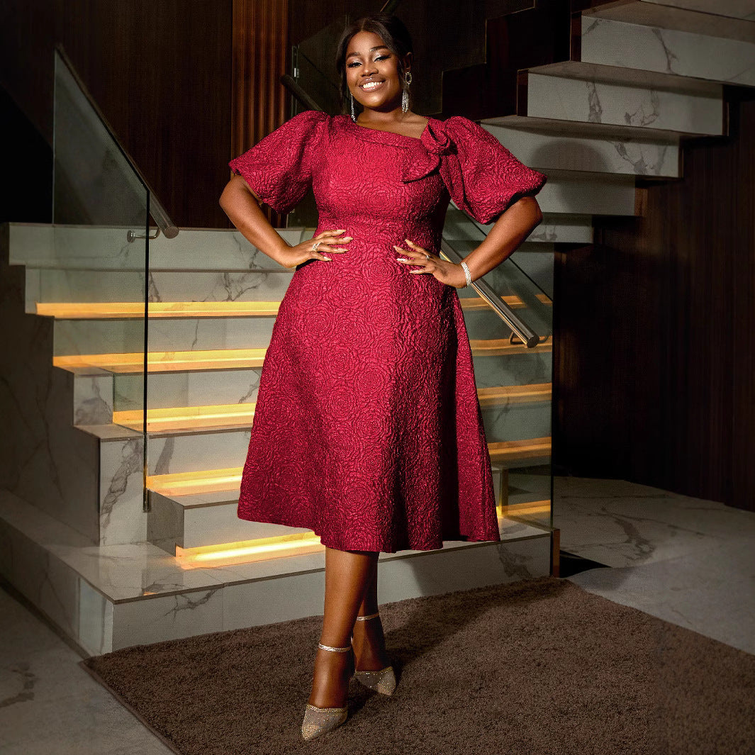 Jacquard Plus Size Fashion Formal Party A-Line Dress 6