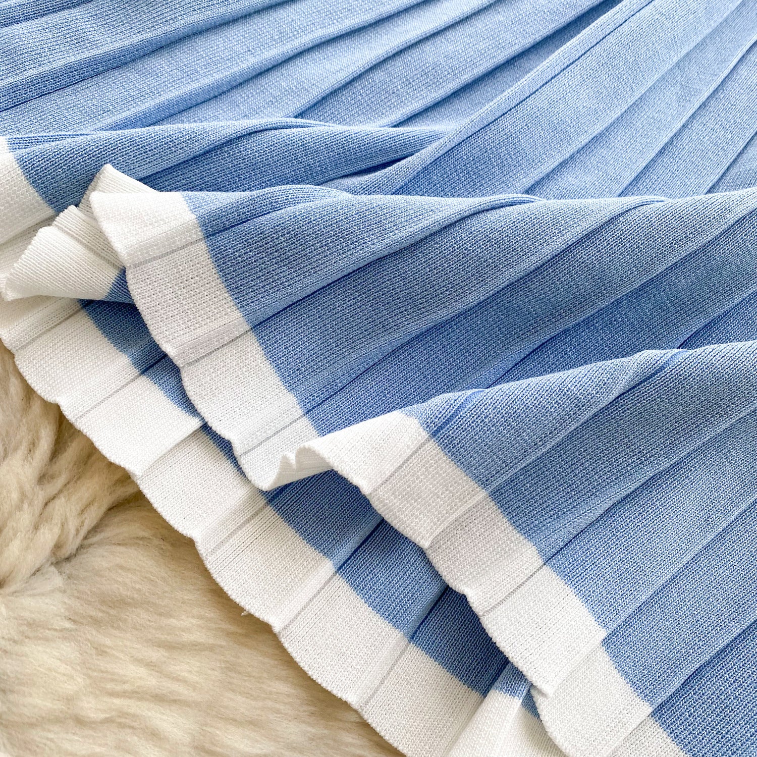 Women's Summer Sleeveless Knitting Slim Waist Contrast Color Pleated Dress 23