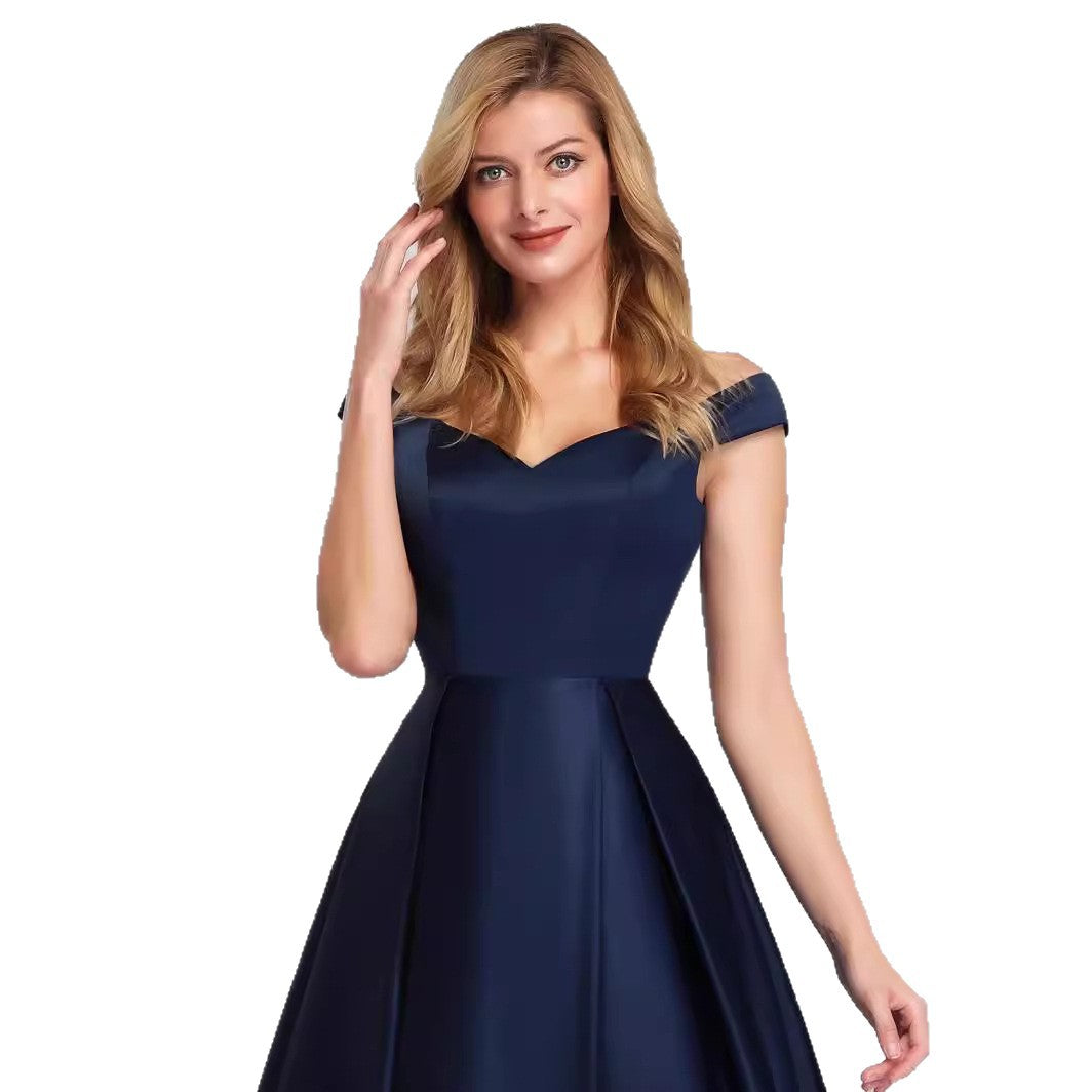 Women Off-Shoulder Satin Solid Prom Dress（Processing time need 3-6 days） 5