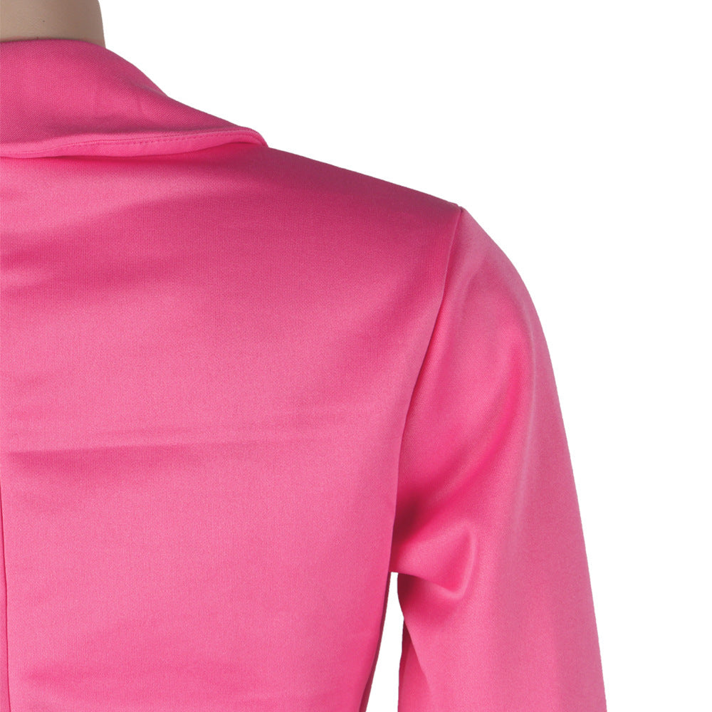 Sexy Women's Solid Color V-Neck Two-Piece Pants Set 31