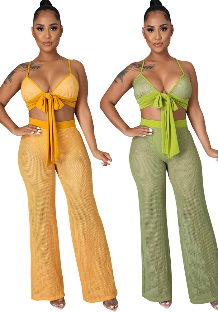 Sexy Fashion Hollow See Through Beach Two Piece Pants Set