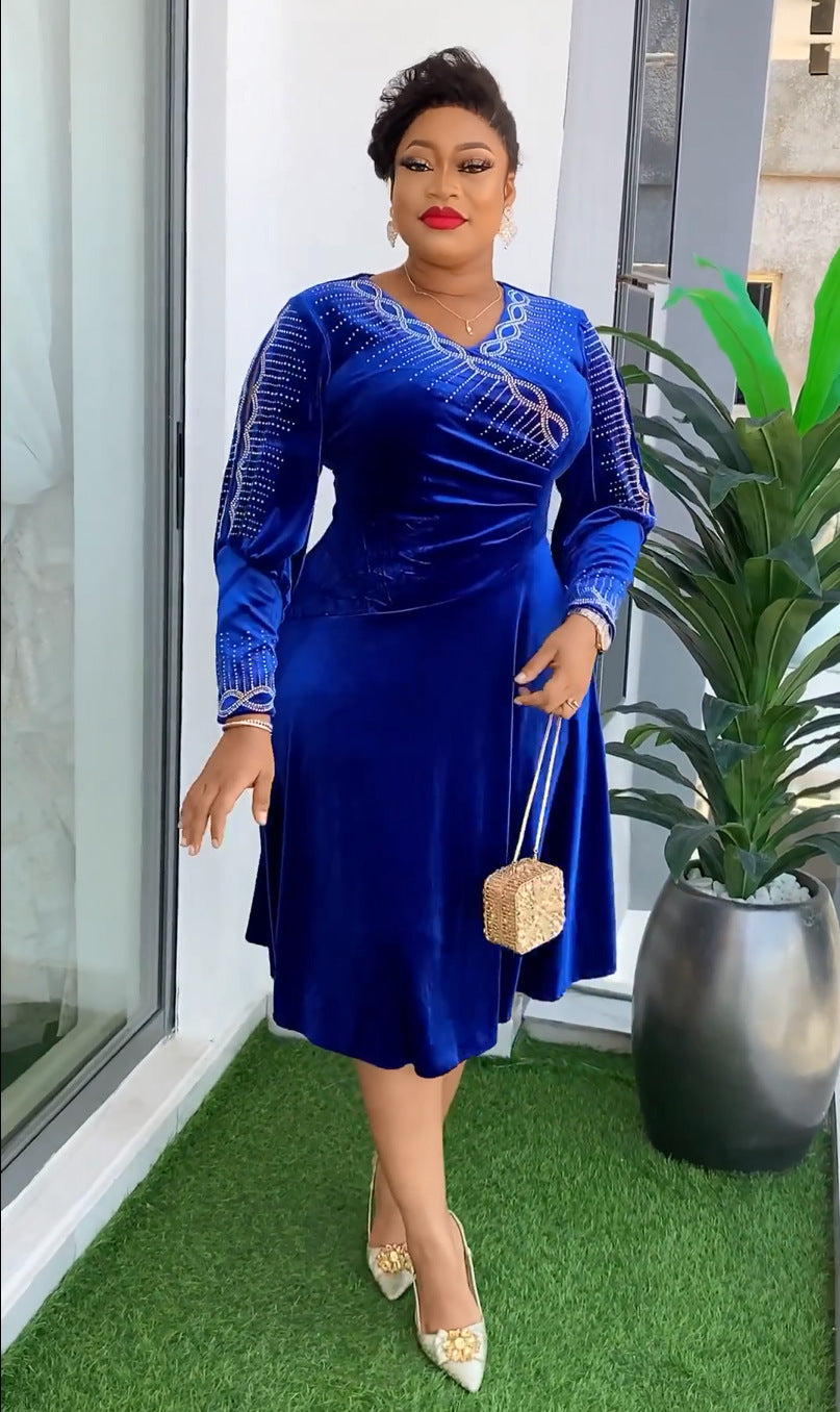 Africa Plus Size Spring And Winter Chic Beaded Evening Dress 8