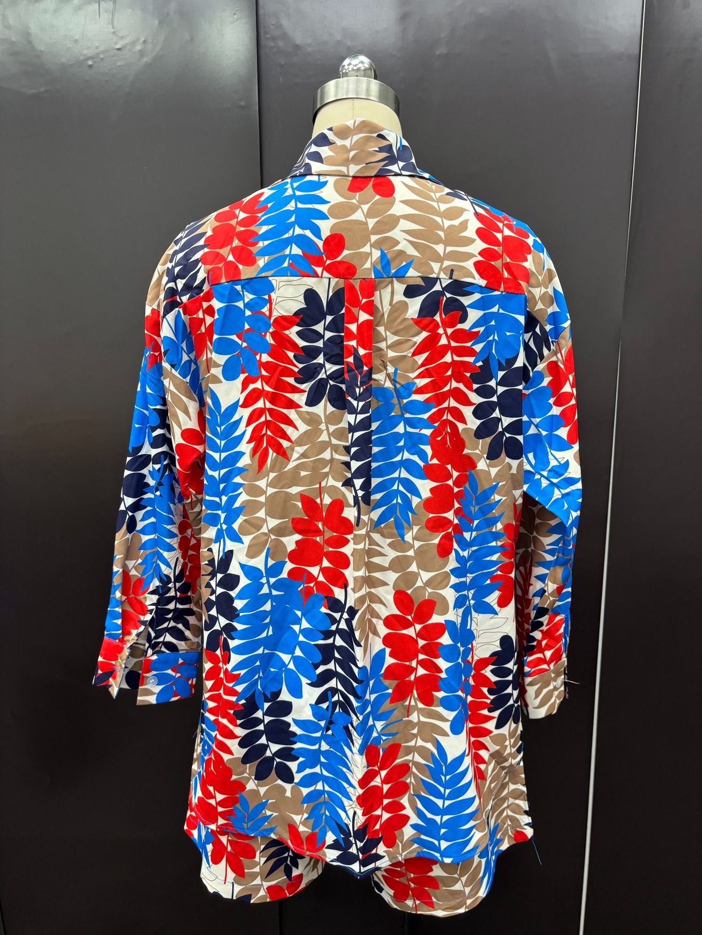 Fall Women Print Long Sleeve Shirt Shorts Women Two-Piece Set 11