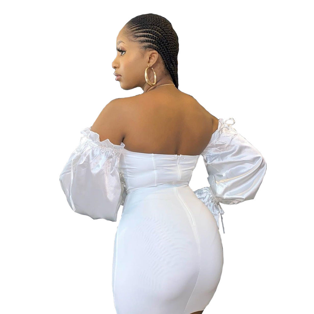 Women's Patchwork Long Sleeve Lace-Up Dress 5