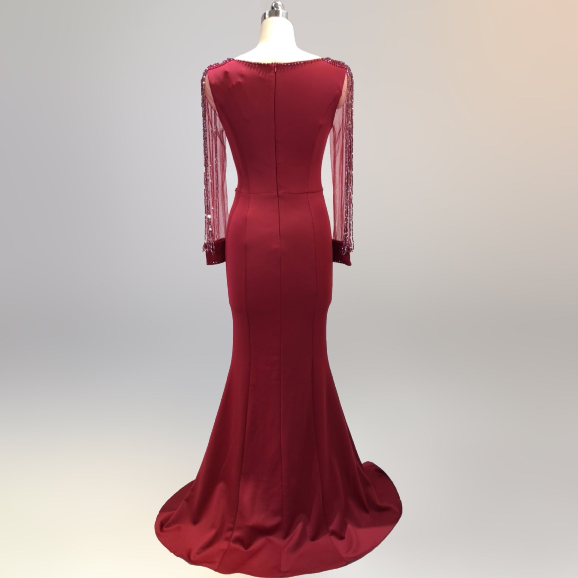 Bridal toast autumn long-sleeved rhinestone chain mermaid long evening dress 24