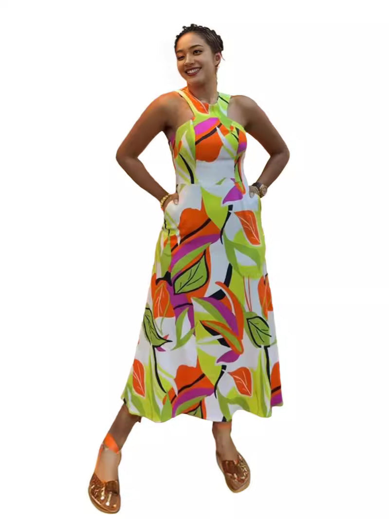 Women halter print dress 3