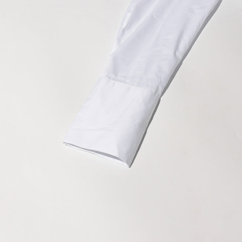 Fashionable Casual Top Spring Turndown Collar Long Sleeve Short Solid Shirt 14