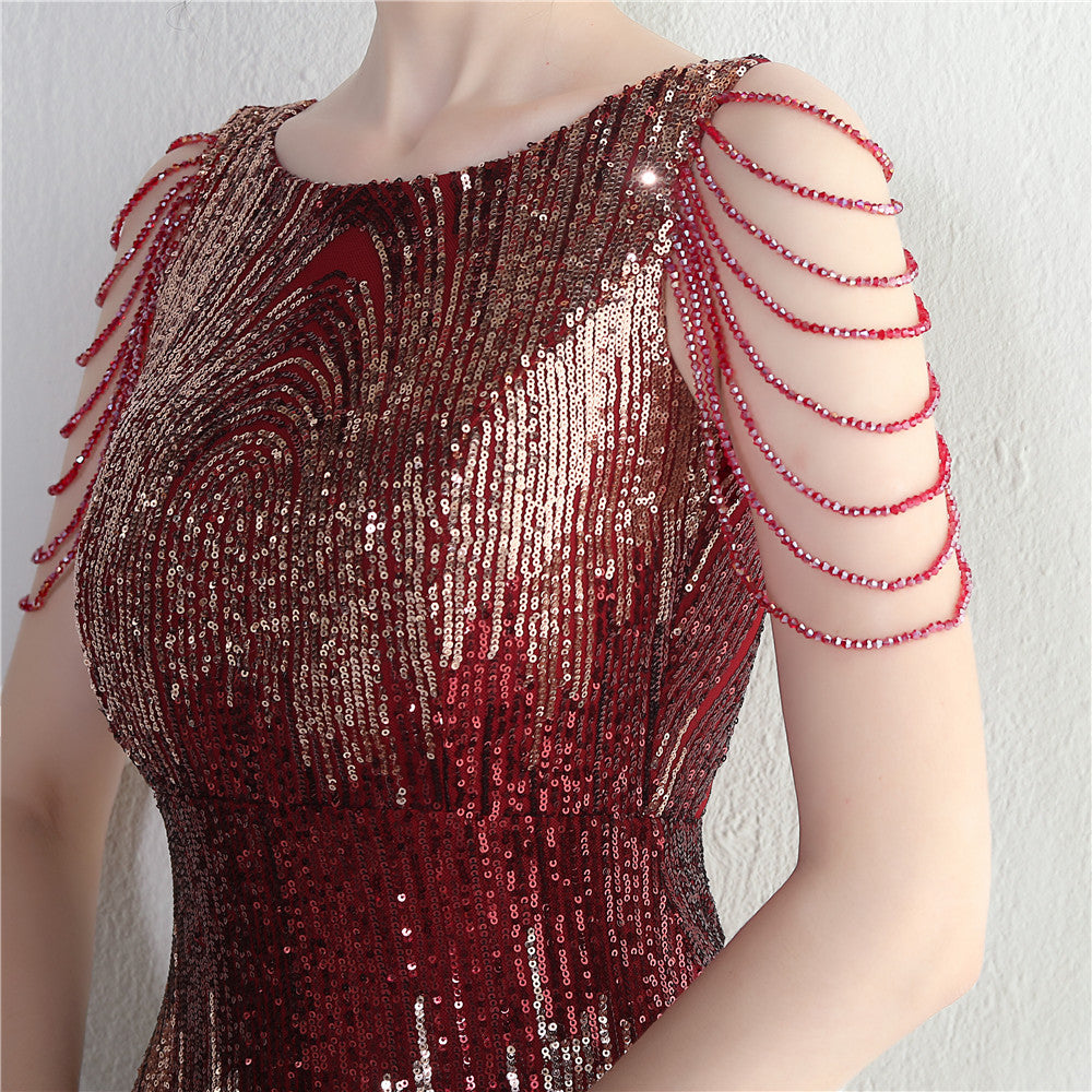 Positioning flower bead piece beading sexy party dinner ceremony concert long dress 27