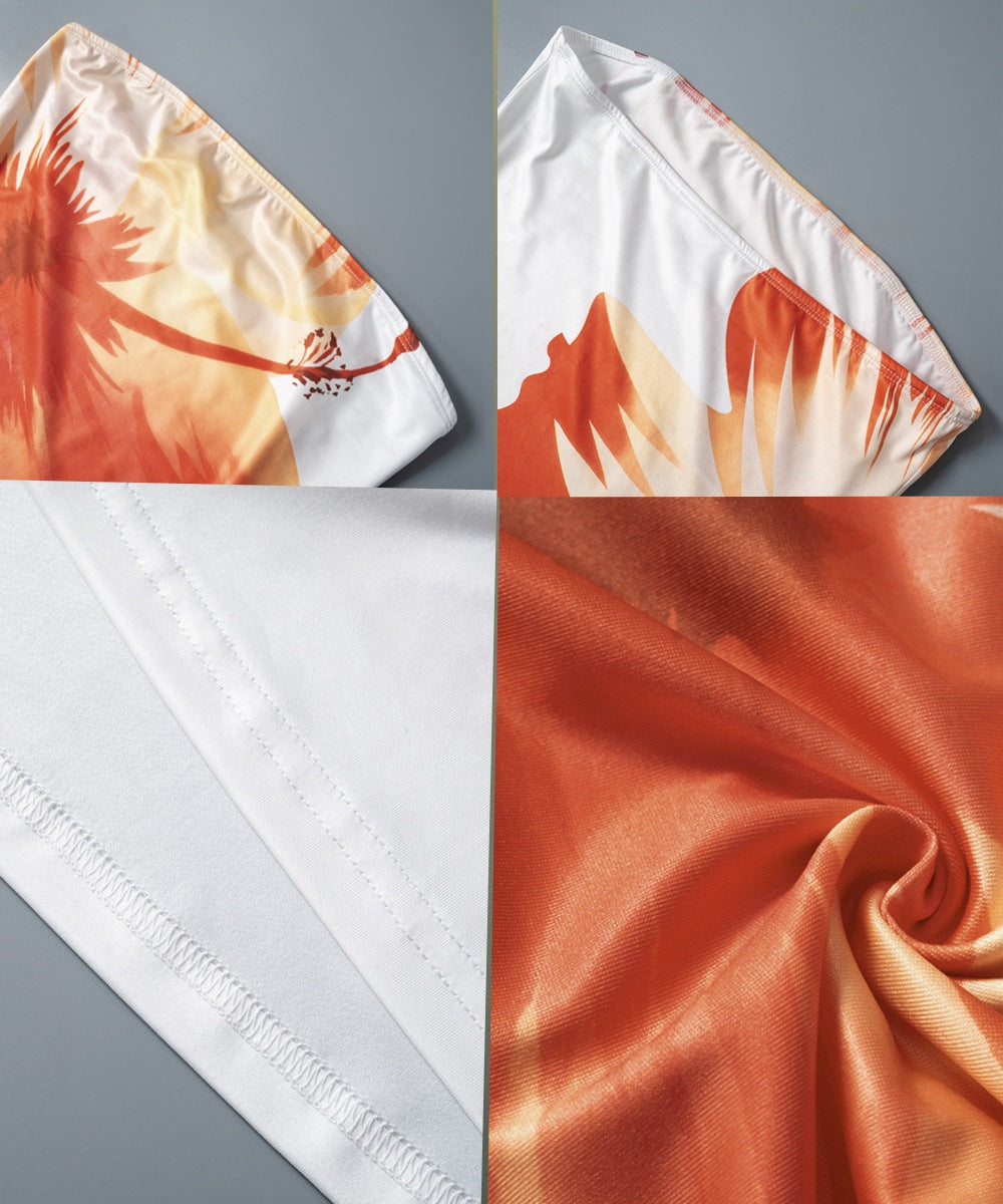 Women Summer Print Sexy Strapless Bodycon Dress 9