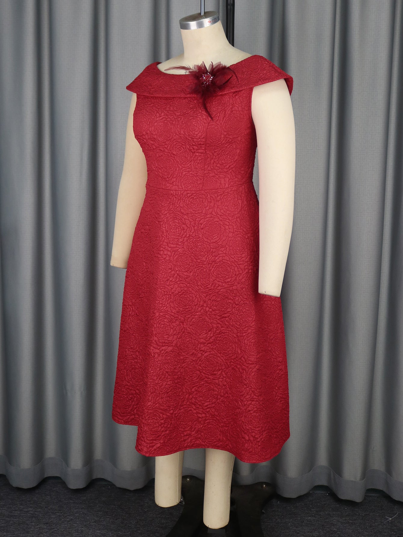 Plus Size jacquard a-line dress elegant ball gown 5