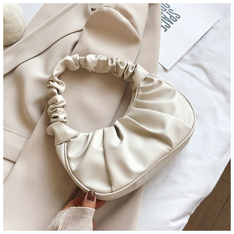women Korean one-shoulder bag French bag fashion pleated handbag underarm bag 10