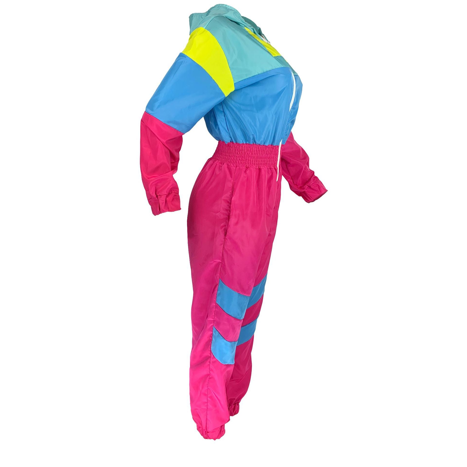 Women patchwork contrast color zipper jumpsuit 13